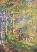 Pierre-Auguste Renoir Jules le Caur et ses chiens dans la foret de Fontainebleau china oil painting artist
